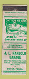 Matchbook Cover - JL Harbold Garage Dover PA  WEAR