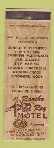 Matchbook Cover - Rancho Del Rey Motel Oakland CA WORN