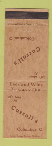 Matchbook Cover - Carroll's Columbus OH
