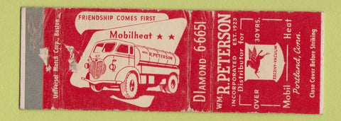 Matchbook Cover - Mobil oil gas Portland CT Peterson WORN