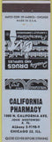 Matchbook Cover - California Pharmacy drugs Chicago IL blue