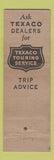 Matchbook Cover - Texaco oil gas Havoline John Wingate Ridgewood NJ WEAR