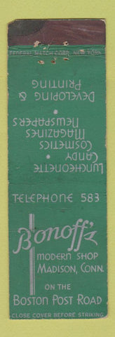 Matchbook Cover - Bonoff's Madison CT restaurant FEDERAL LONG WORN