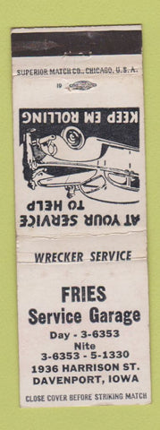 Matchbook Cover - Fries Service Davenport IA