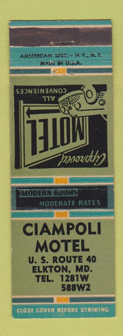 Matchbook Cover - Ciampoli Motel Elkton MD