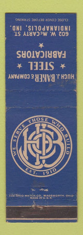 Matchbook Cover - Hugh Baker Steel Fabricators Indianapolis IN