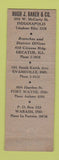 Matchbook Cover - Hugh Baker Steel Fabricators Indianapolis IN