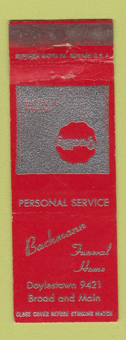 Matchbook Cover - Bachmann Funeral Home Doylestown WEAR