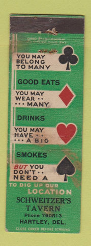 Matchbook Cover - Schweitzer's Tavern Hartley DE WEAR