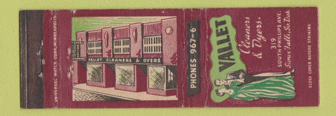 Matchbook Cover - Vallet Cleaners Dyers Sioux Falls SD