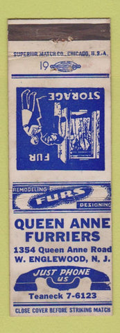 Matchbook Cover - Queen Anne Furriers West Englewood NJ