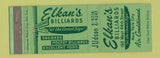Matchbook Cover - Elkan's Billiards New York City