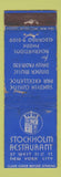 Matchbook Cover - Stockholm Restaurant New York City FEDERAL LONG WORN