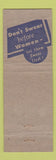 Matchbook Cover - New Windsor Hotel Spring Grove PA pinup WEAR