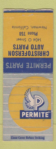 Matchbook Cover - Permite Auto Parts Christoferson Newman CA BOBTAIL