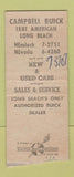 Matchbook Cover - Campbell Buick Long Beach CA BOBTAIL
