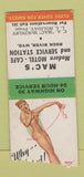 Matchbook Cover - Mac's Motel Cafe oil gas Rock River WY pinup BOBTAIL