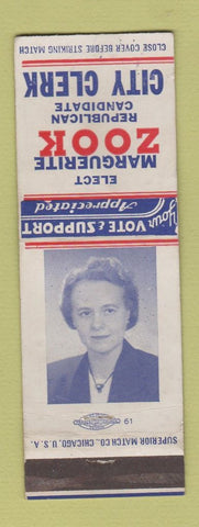 Matchbook Cover - Marguerite Zook for City Clerk