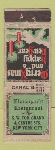 Matchbook Cover - Flanagan's Restaurant New York City Christmas Federal WEAR