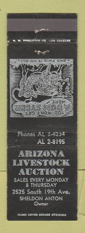 Matchbook Cover - Arizona Livestock Auction AZ WEAR