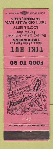 Matchbook Cover - Tiki Hut La Puente CA girlie WEAR