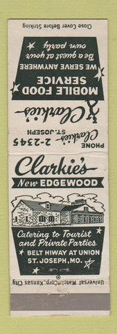 Matchbook Cover - Clarkie's Mobile Food Service St Joseph MO