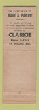 Matchbook Cover - Clarkie's Mobile Food Service St Joseph MO
