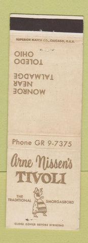 Matchbook Cover - Arne Nissen's Tivoli Toledo OH WEAR