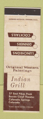 Matchbook Cover - Indian Grill Colorado Springs WORN