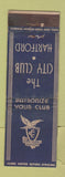 Matchbook Cover - City Club Hartford CT FEDERAL LONG WEAR