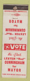Matchbook Cover - Lester Red Cunningham for Mayor WORN