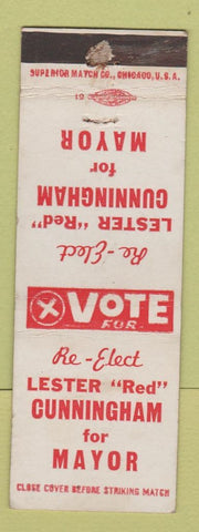 Matchbook Cover - Lester Red Cunningham for Mayor WORN