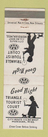 Matchbook Cover - Triangle Tourist Court motel Meridian MS