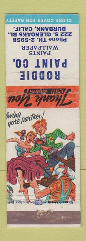 Matchbook Cover - Roddie Paint Company Burbank CA hillbilly