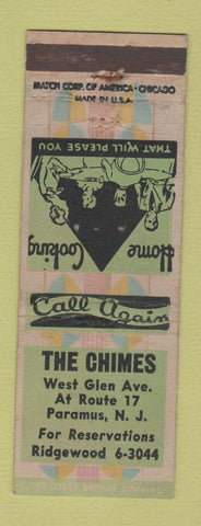 Matchbook Cover - The Chimes Paramus NJ