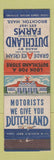 Matchbook Cover - Dutchland Farms Brockton MA