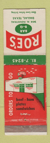 Matchbook Cover - Roe's BBQ Dallas TX