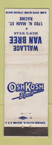 Matchbook Cover - OshKosh B'Gosh Men's Clothes Wallace Van Bree Racine WI WEAR