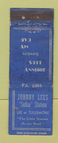 Matchbook Cover - Johnny Lee's Sohio oil gas  WORN