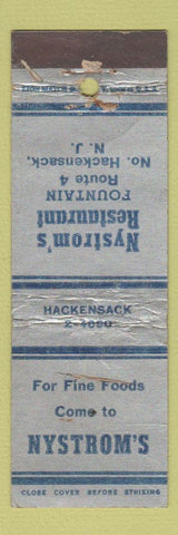 Matchbook Cover - Nystrom's Restaurant North Hackensack NJ WORN
