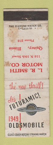 Matchbook Cover - R Smith Quincy IL 1949 Oldsmobile WORN