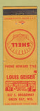 Matchbook Cover - Louis Geiger Shell oil gas Green Bay WI