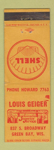 Matchbook Cover - Louis Geiger Shell oil gas Green Bay WI