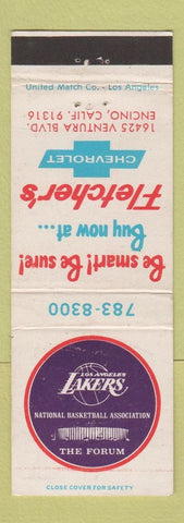 Matchbook Cover - Fletcher's Chevrolet Encino CA Lakers Basketball schedule