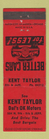 Matchbook Cover - Kent Taylor Dal's OK Motors