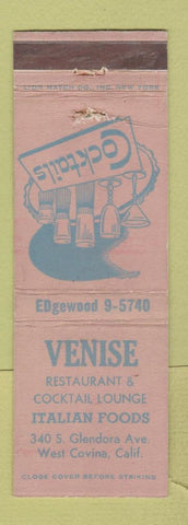 Matchbook Cover - Venise Restaurant Italian West Covina CA WEAR