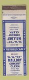 Matchbook Cover - WW Cy Mallory Circuit Clerk Election WEAR
