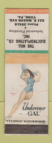Matchbook Cover - Hill Electroplating Inc York PA pinup WEAR