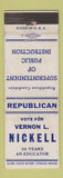 Matchbook Cover - Vernon Nickell Superintendent Public Instruction