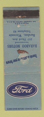 Matchbook Cover - Baraboo Motors Ford WI low phone #